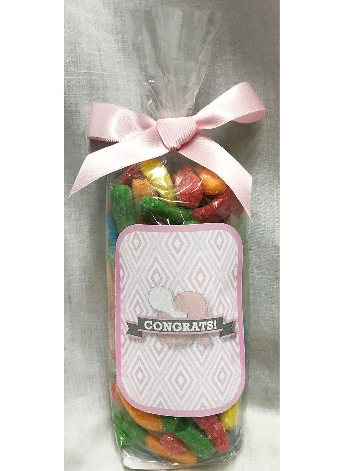 Pink Baby Pacifier Bag of Sour Worms