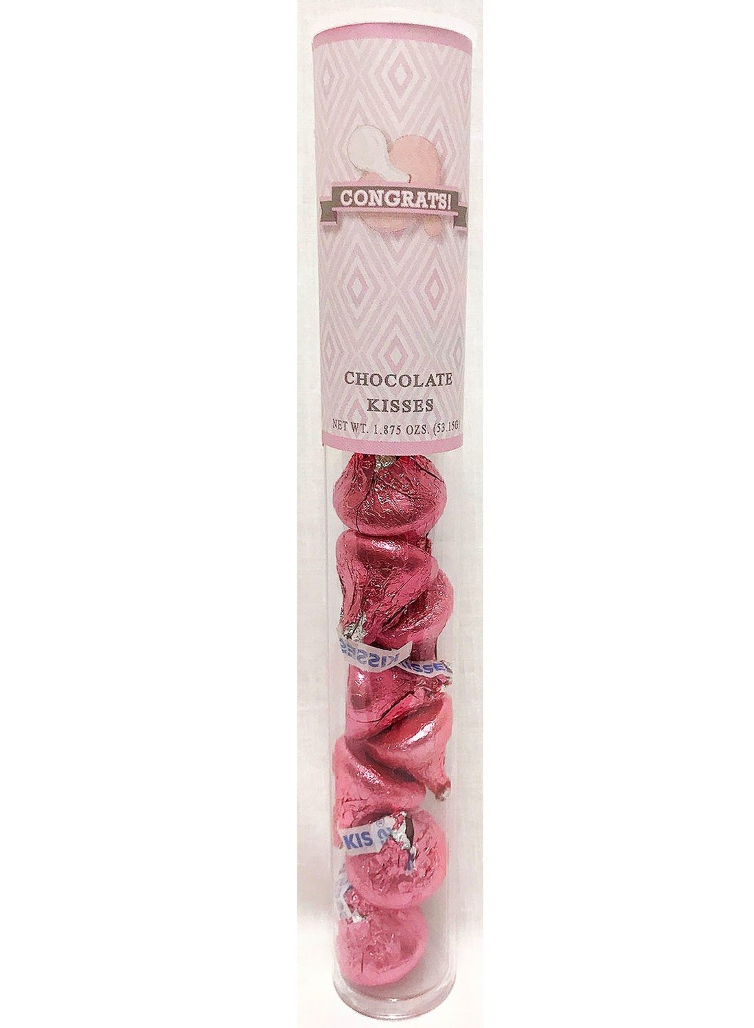 Pink Baby Pacifier Tube of Kisses Chocolates