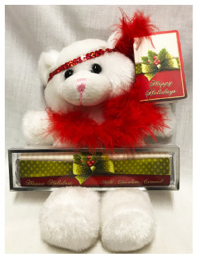 XMAS Holly White Bear With Premium Chocolate Bar