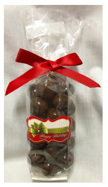 XMAS Holly Stand Bag Of Milk Chocolate Covered Malt Balls