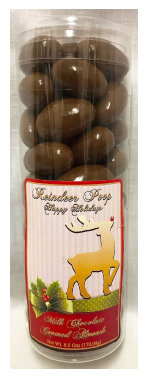 XMAS Holly Reindeer Poop - Tube Filled With Milk Chocolate Covered Almonds