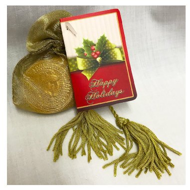 XMAS Holly Elegant Gold Bag With Chocolate Coins (2 Gold & 2 Silver)