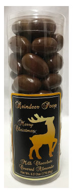 XMAS Tree Reindeer Poop - Tube Filled with Milk Chocolate Covered Almonds