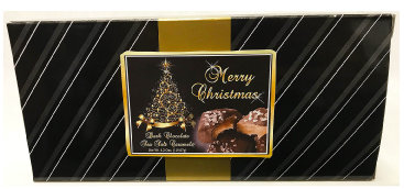 XMAS Tree Black & Gold Box Filled with Dark Chocolate Sea Salt Caramels