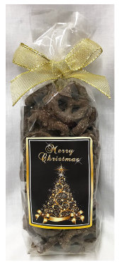 XMAS Tree Bag Filled with Milk Chocolate Covered Pretzels