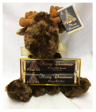 XMAS Tree Plush Moose with 2 Pack Candy Bars