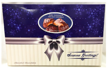 Winter Box Filled With Dark Chocolate Sea Salt Caramels