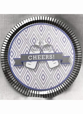 Blue Baby Bottle Medallion Tin with Gourmet Milk Chocolate Wedges