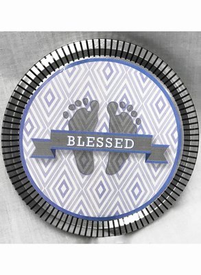 Blue Baby Feet Medallion Tin with Gourmet Milk Chocolate Wedges
