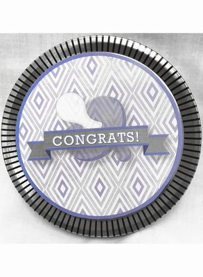 Blue Baby Medallion Tin with Gourmet Milk Chocolate Wedges