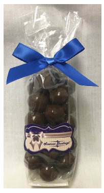 Winter Stand Bag Filled with Milk Chocolate Covered Malt Balls