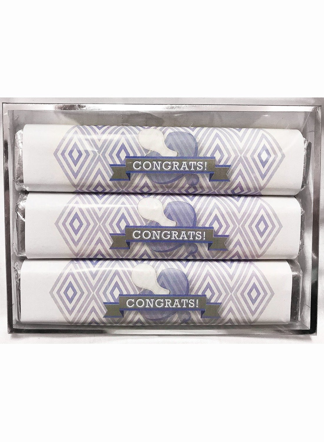 Blue Baby Pacifier 3 Pack Candy Bars (Caramel (2)  and Crisp (1))