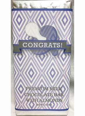 Blue Baby Pacifier Premium Milk Chocolate Bar With Almonds