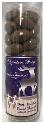 Winter Reindeer Poop - Acetate Tube Filled with Premium Milk Chocolate Covered Almonds