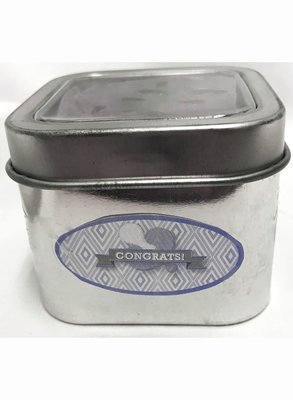 Blue Baby Pacifier 2" Short Silver Tin Filled with any Candy