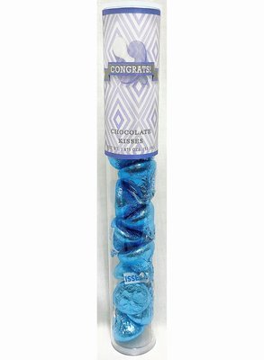 Blue Baby Pacifier Tube of Kisses Chocolates