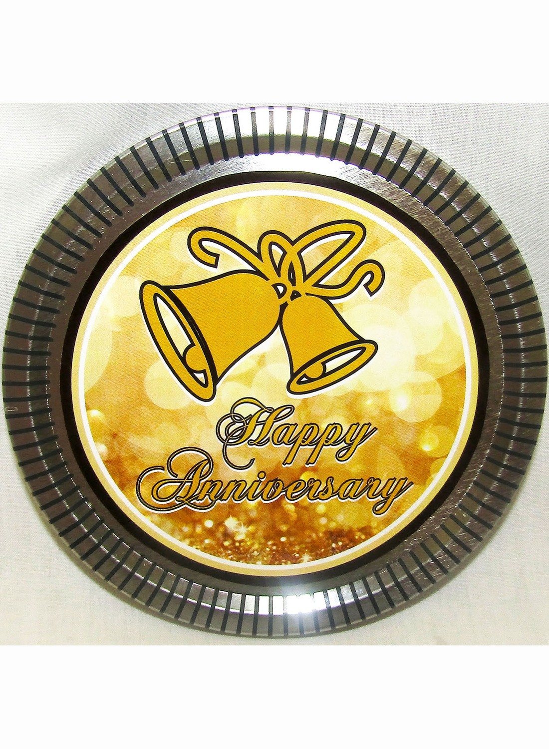 Gold Anniversary Silver Medallion Tin with Gourmet Milk Chocolate Wedges