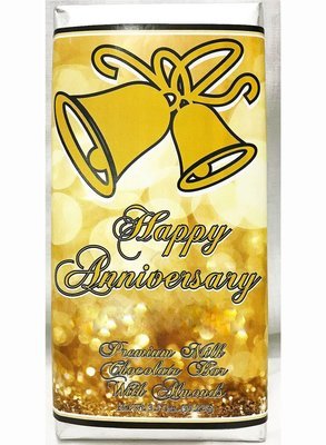 Gold Anniversary Large Premium Milk Chocolate Bar With Almonds
