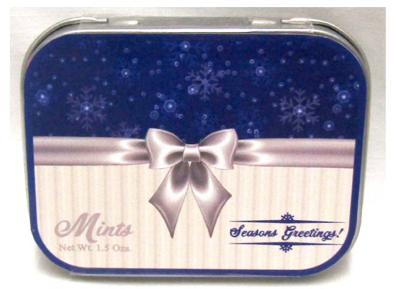 Winter Silver Mint Tin with Peppermint Breath Mints