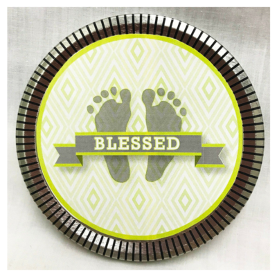 Green Baby Feet Medallion Tin with Gourmet Milk Chocolate Wedges