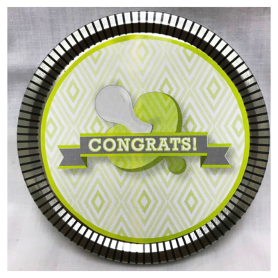 Green Baby Pacifier Medallion Tin with Gourmet Milk Chocolate Wedges