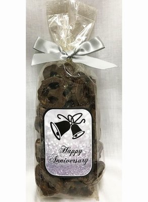 Silver Anniversary Milk Chocolate Covered Pretzels in a Bag