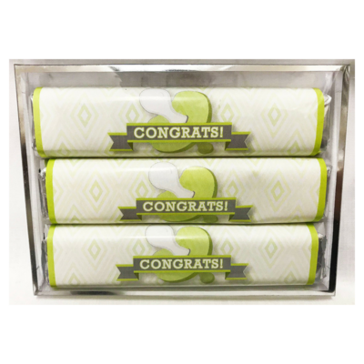 Green Baby Pacifier 3 Pack Candy Bars (Caramel (2)  & Crisp (1))