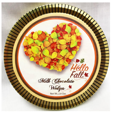 Fall Gold Medallion Tin with Gourmet Milk Chocolate Wedges