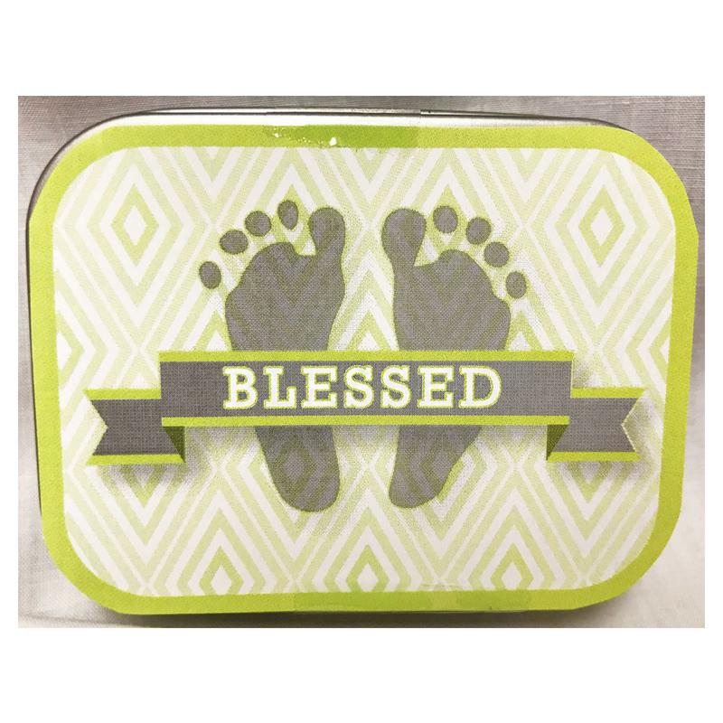 Green Baby Feet Tin with Mints
