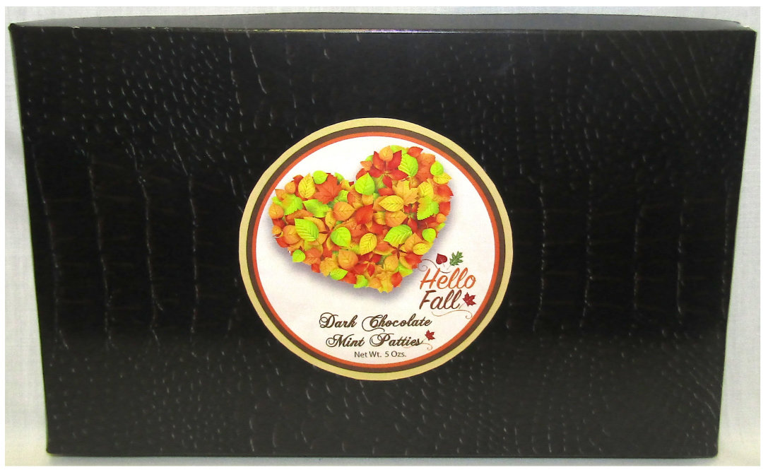 Fall Brown Croc 9.5" L X  6" W  Box Filled with Dark Chocolate Mint Patties