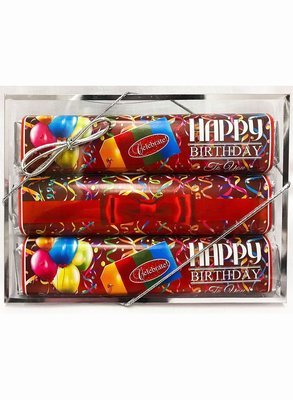 Happy Birthday 3 Pack Candy Bars - Milk Chocolate Caramel (2) & Crisp (1)