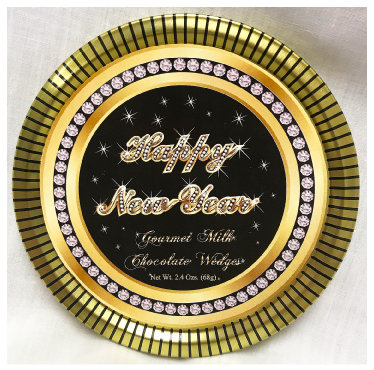 ​New Year Round 4.5" Gold Tin Filled with Premium Chocolate Wedges
