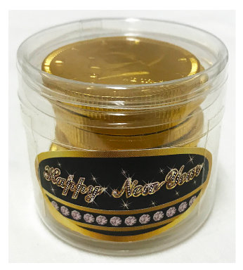 New Year Small Tube with Gold and Silver Chocolate Coins