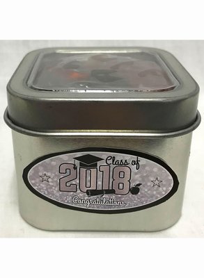 Silver Graduation Short Silver Tin Filled with Any Candy