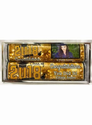 Gold Graduation 2 Pack Candy Bars (Caramel & Crisp)