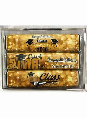 Gold Graduation 3 Pack Candy Bars (Caramel (2) & Crisp (1))