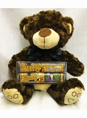 Gold Graduation Plush Bear with 2 Pack Candy Bars