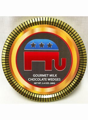 Election Campaign Republican Party & Vote 2018 Label Gold 4.5" Round Medallion Tin Filled with Gourmet Milk Chocolate Wedges