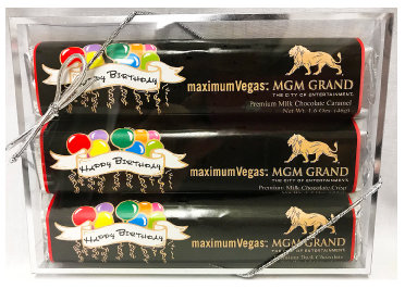 Employee Birthday 3 Pack Candy Bars (Caramel, Crisp, & Dark) 5 11/16" x 4 3/16" Acetate Box