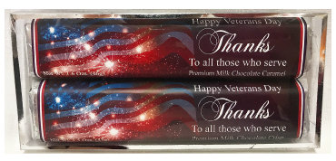 Veteran's Day 2 Pack Candy Bars (Caramel & Crisp) 5 11/16" x 2 9/16" Acetate Box