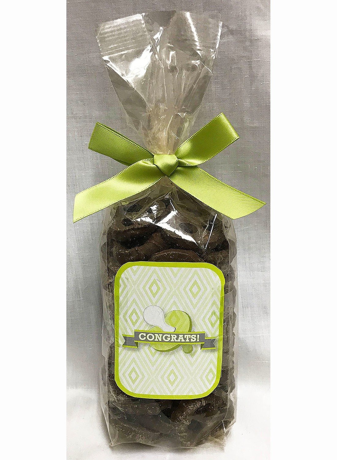 Green Baby Pacifier Milk Chocolate Covered Pretzels