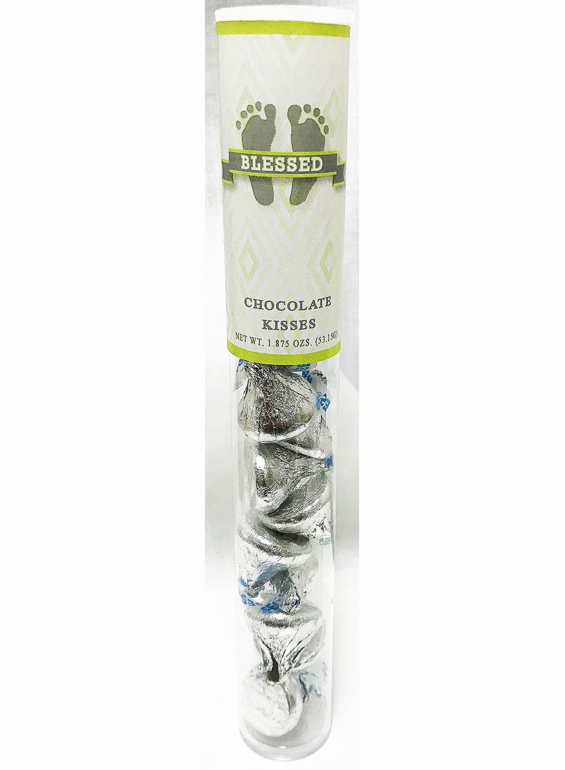 Green Baby Feet Tube of Kisses Chocolates