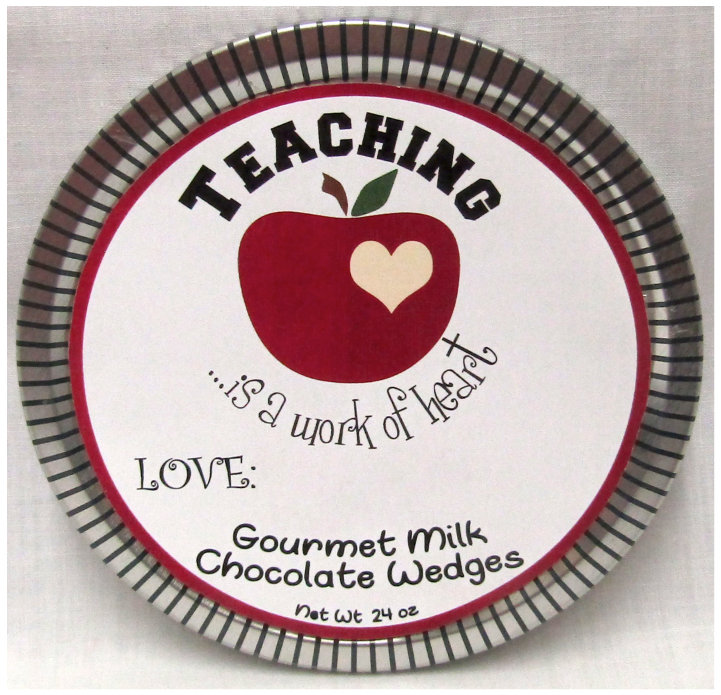 Teacher Appreciation Medallion Tin with Gourmet Milk Chocolate Wedges