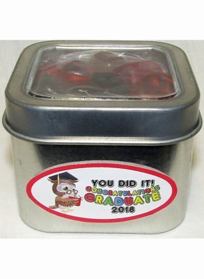 Kid Graduation Short Silver Tin Filled with Any Candy