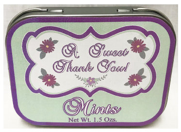 Thank You! Tin Filled with Mints 3 316" x 2 9/16" Tin
