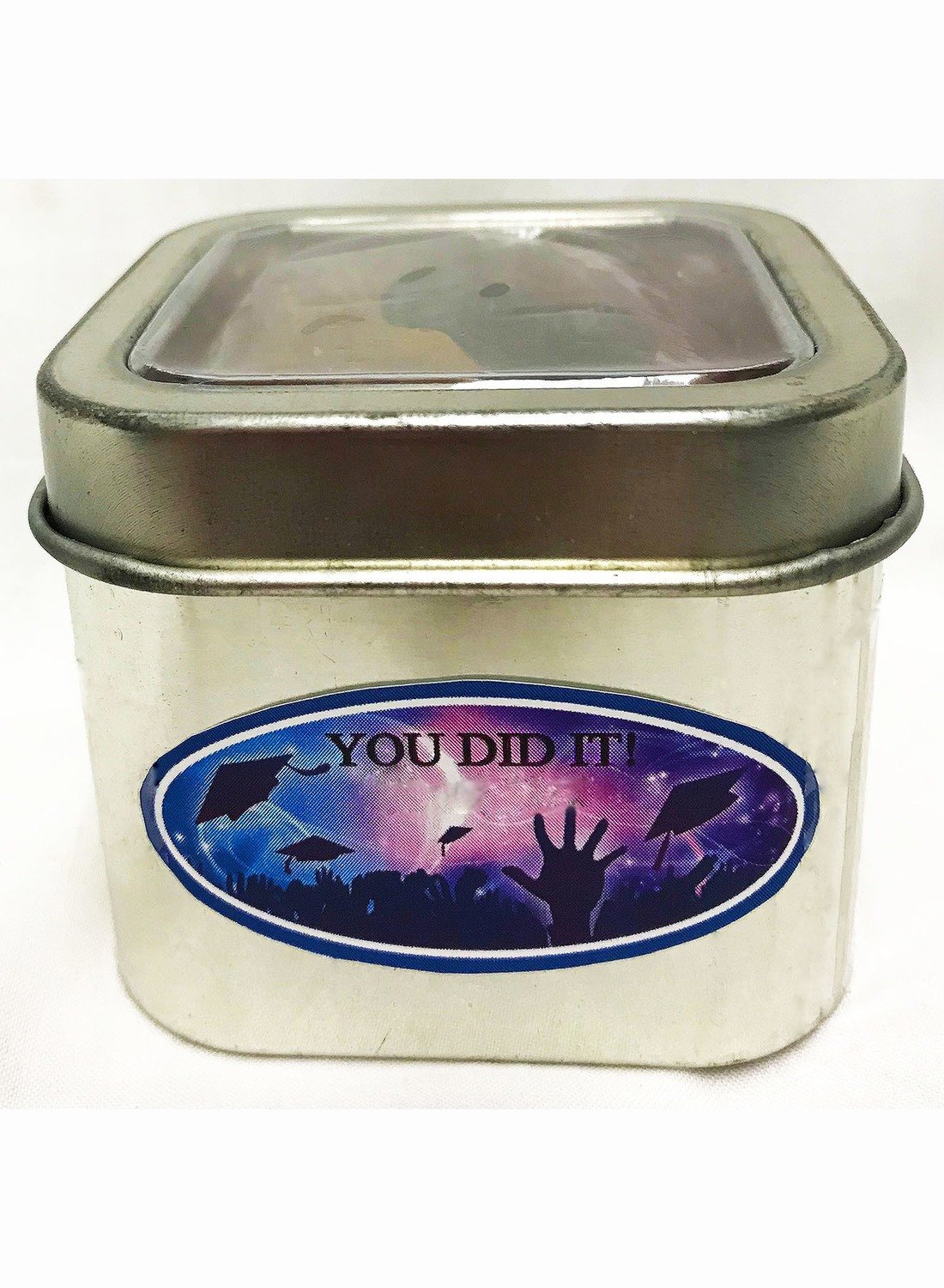 Graduation Celebrate Short Silver Tin Filled with Any Candy