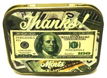 Thanks a Million! Gold Tin Filled with Mints 3 316" x 2 9/16" Tin