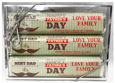 Father's Day 3 Pack Candy Bars (Caramel, Crisp, & Dark) 5 11/16" x 4 3/16"  Acetate Box
