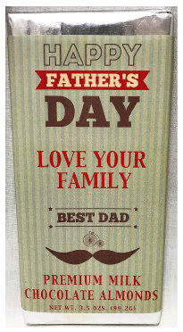 Father's Day Large Premium Milk Chocolate Bar with Almonds