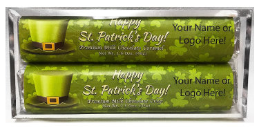 St. Patrick's Day 2 Pack Candy Bars (Caramel & Crisp) 5 11/16" x 2 9/16" Acetate Box
